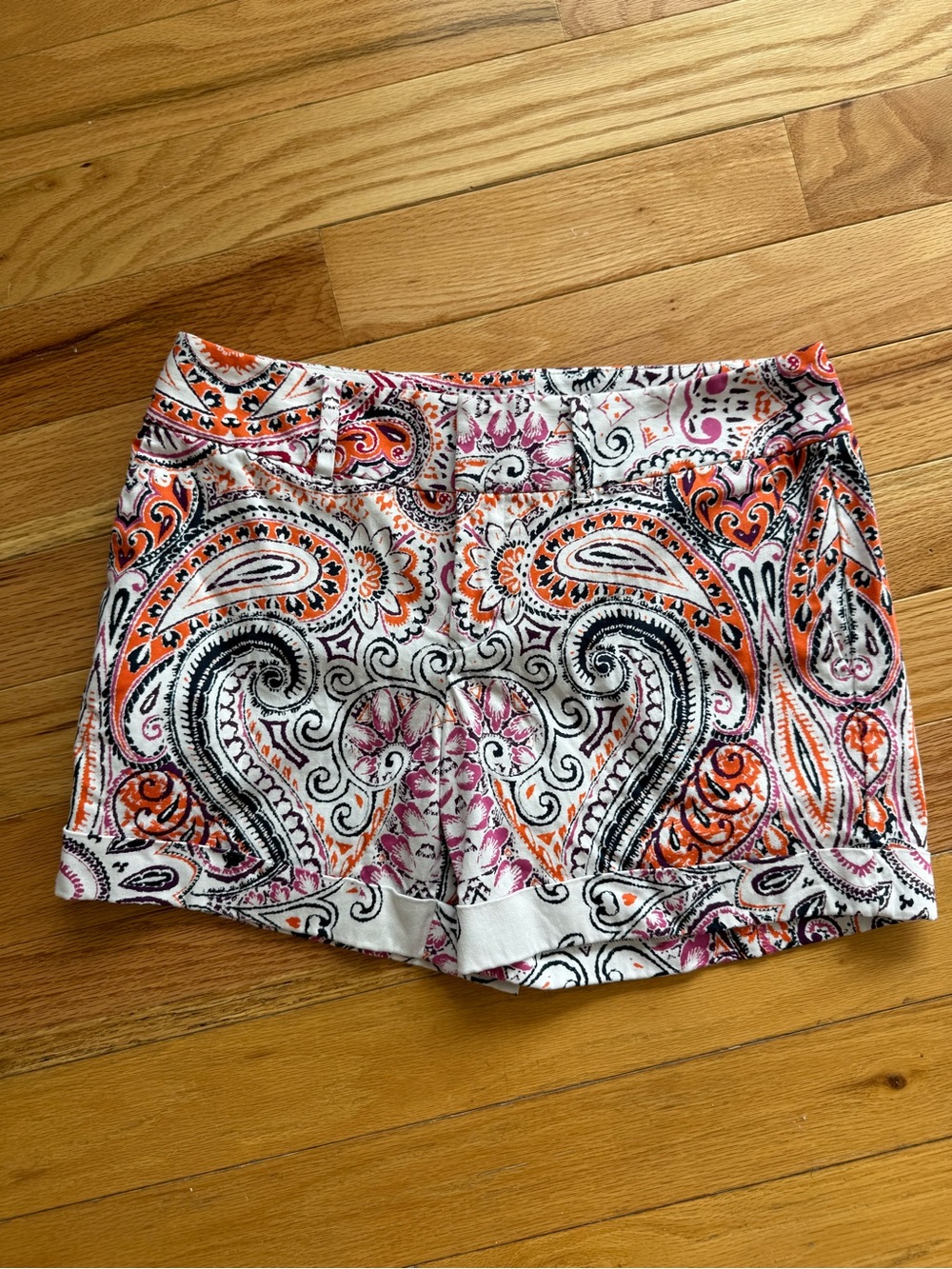 Women’s Paisley Print Shorts in Orange & Pink